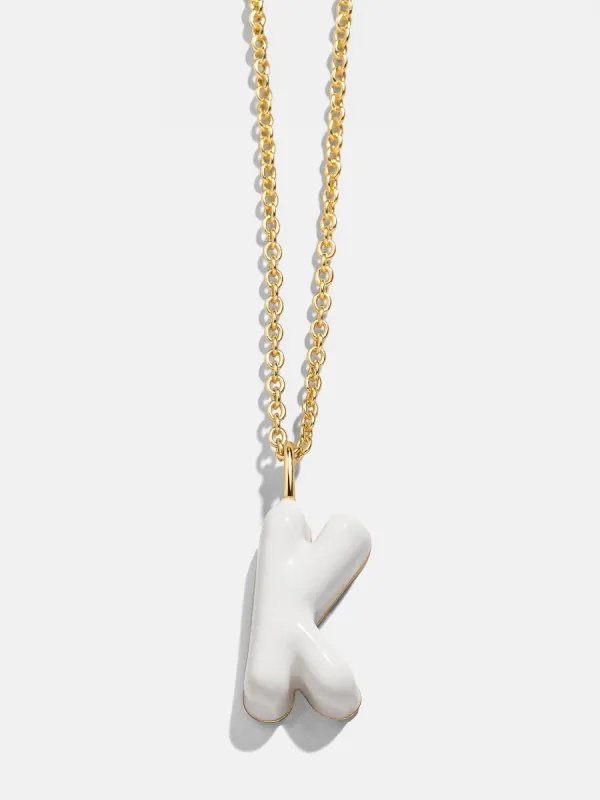 Mini Bubble Initial Enamel Necklace - White sold by BaubleBar