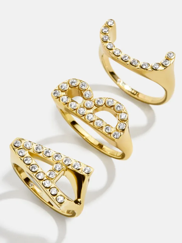 18K Gold East West Initial Ring - Gold/Pavé sold by BaubleBar