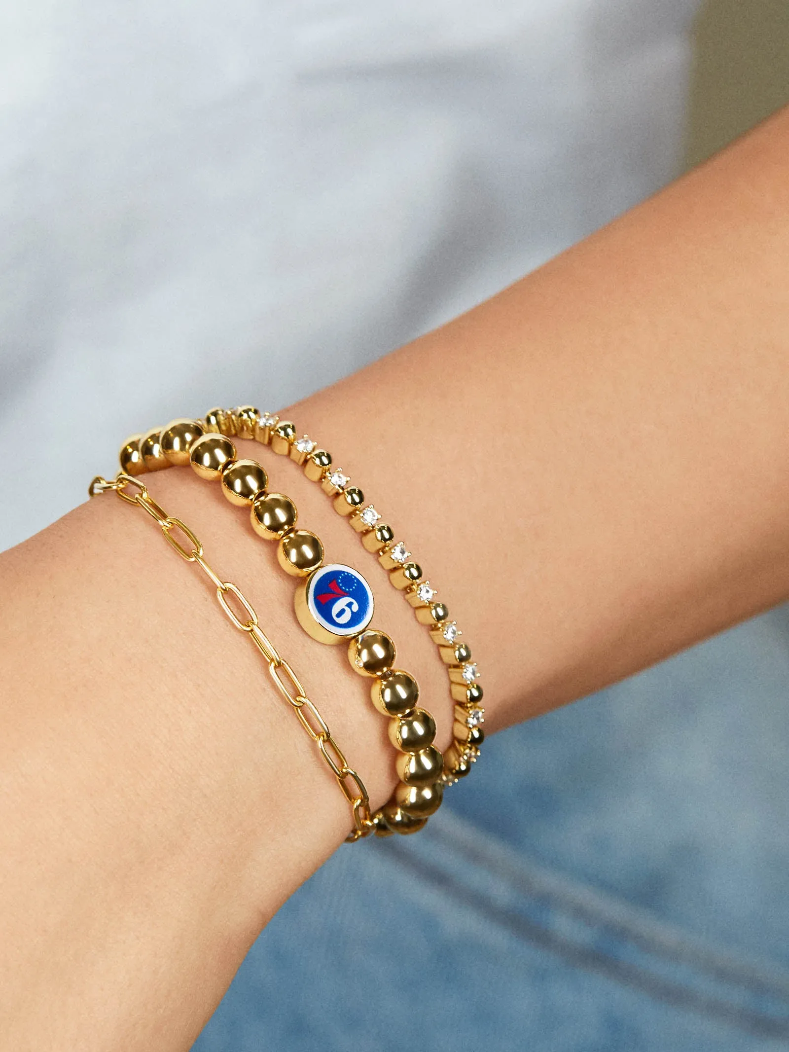 Philadelphia 76ers Gold Pisa Bracelet - Philadelphia 76ers sold by BaubleBar product image thumbnail 2
