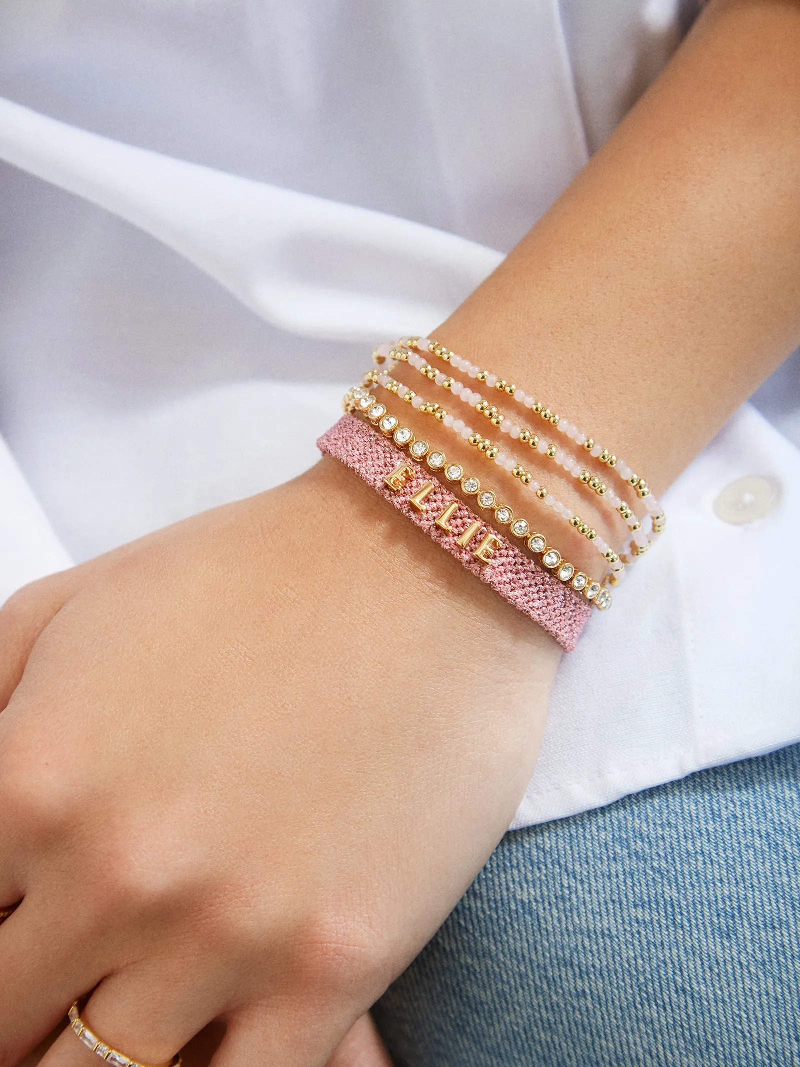 Metallic Custom Woven Friendship Bracelet - Metallic Pink Woven sold by BaubleBar product image thumbnail 2