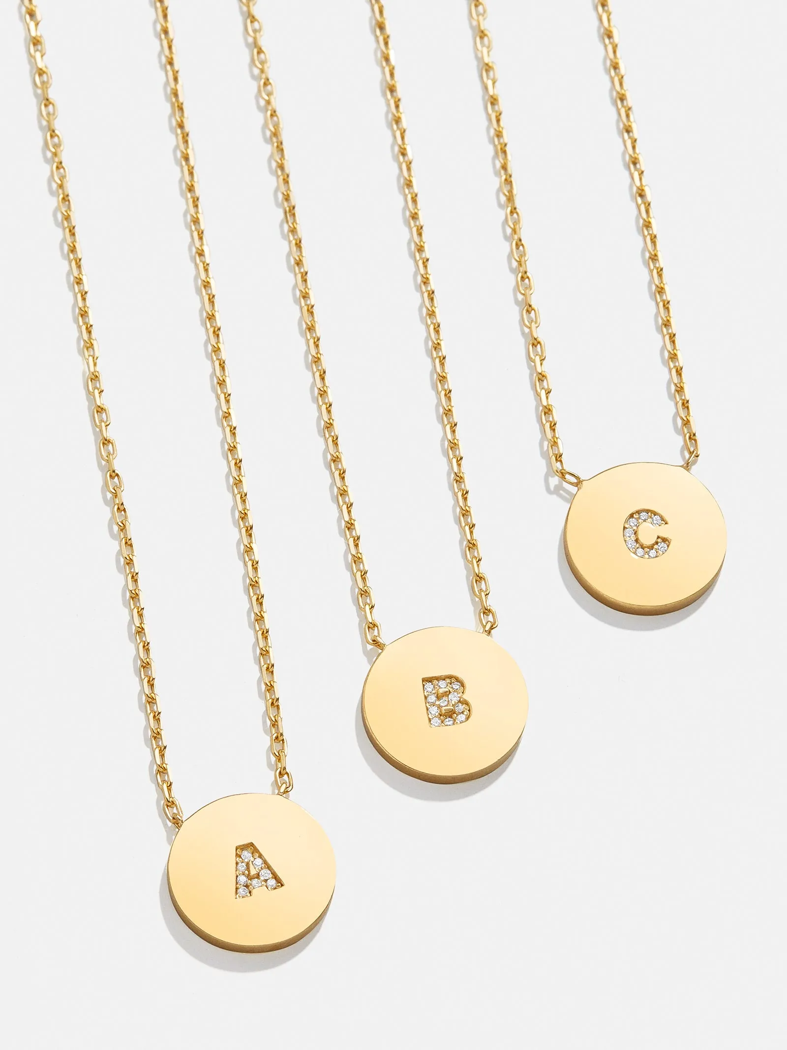Disc 18K Gold Custom Initial Necklace - Gold/Pavé sold by BaubleBar