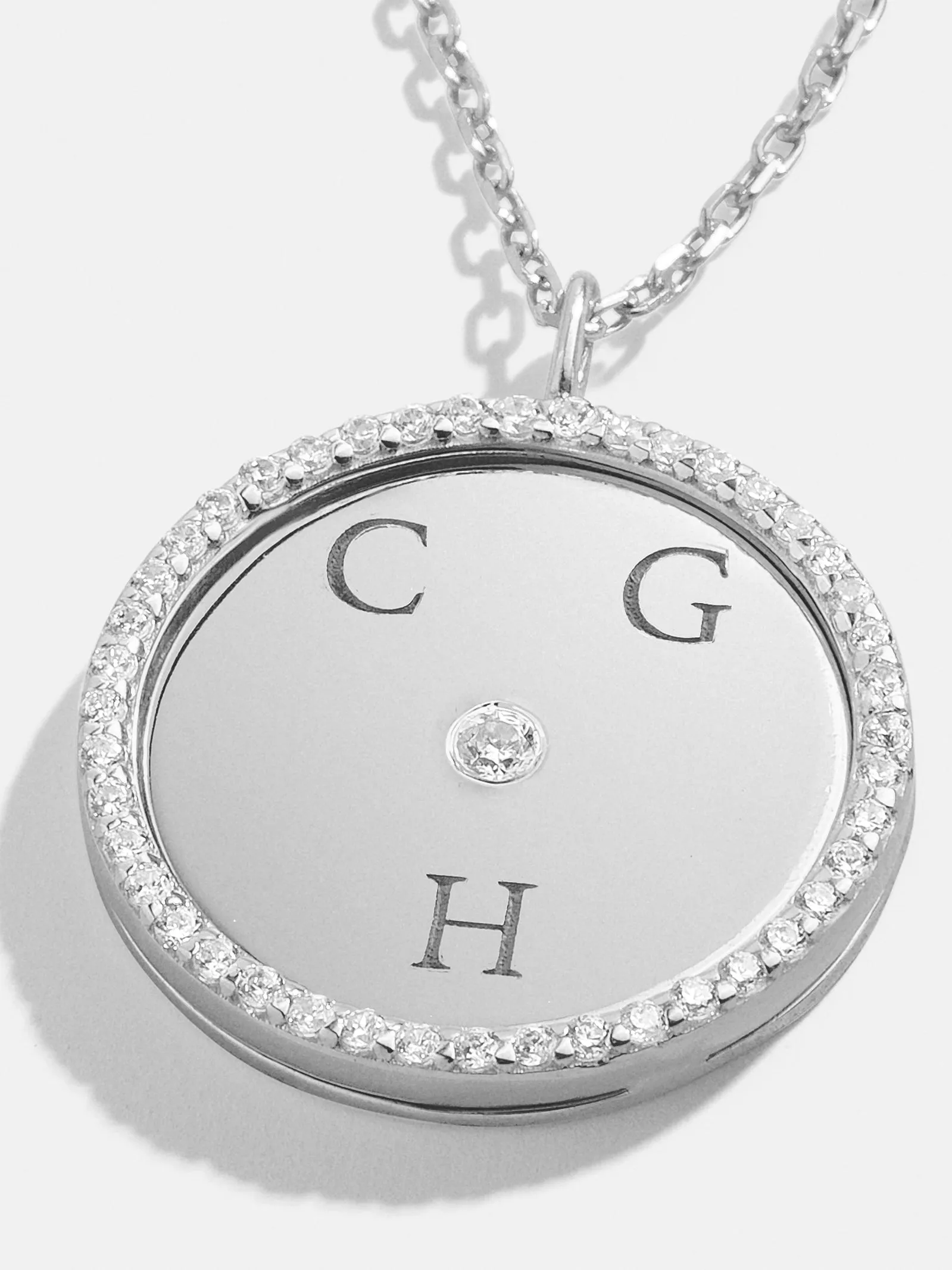 Classic Sterling Silver Custom Medallion Necklace - Pavé/Silver sold by BaubleBar product image thumbnail 4