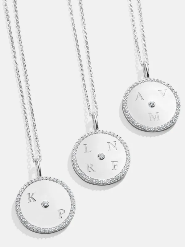 Classic Sterling Silver Custom Medallion Necklace - Pavé/Silver sold by BaubleBar