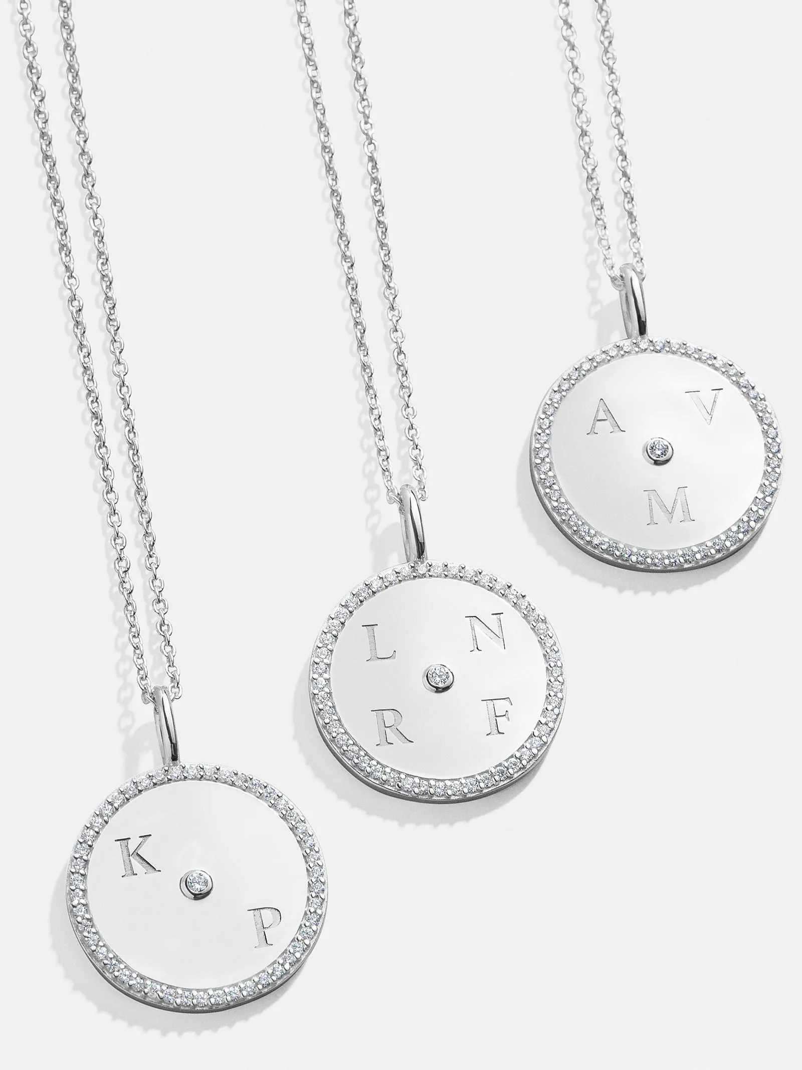 Classic Sterling Silver Custom Medallion Necklace - Pavé/Silver sold by BaubleBar