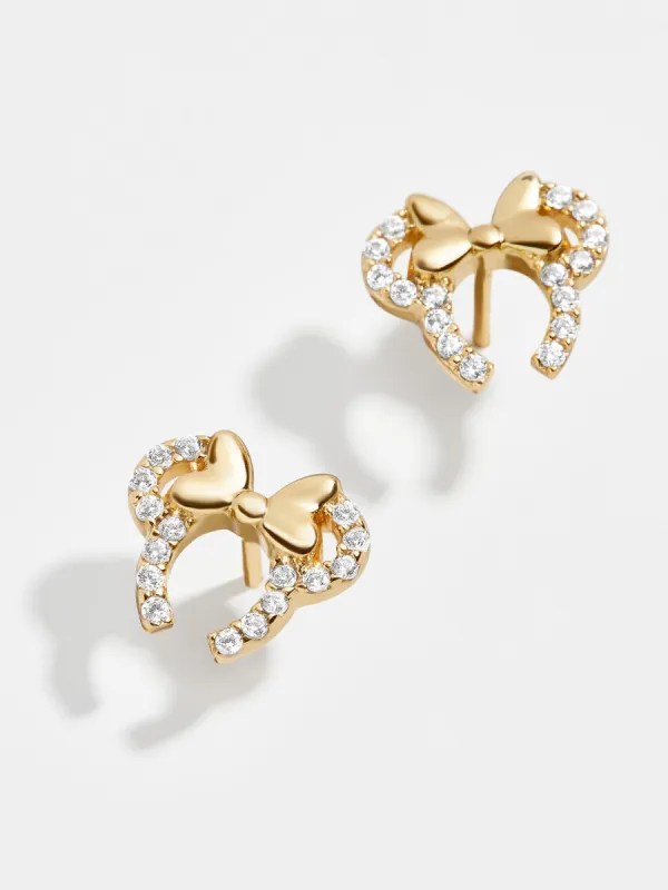 Minnie Mouse Disney 18K Gold Plated Sterling Silver Disney Earrings - Gold/Pavé sold by BaubleBar