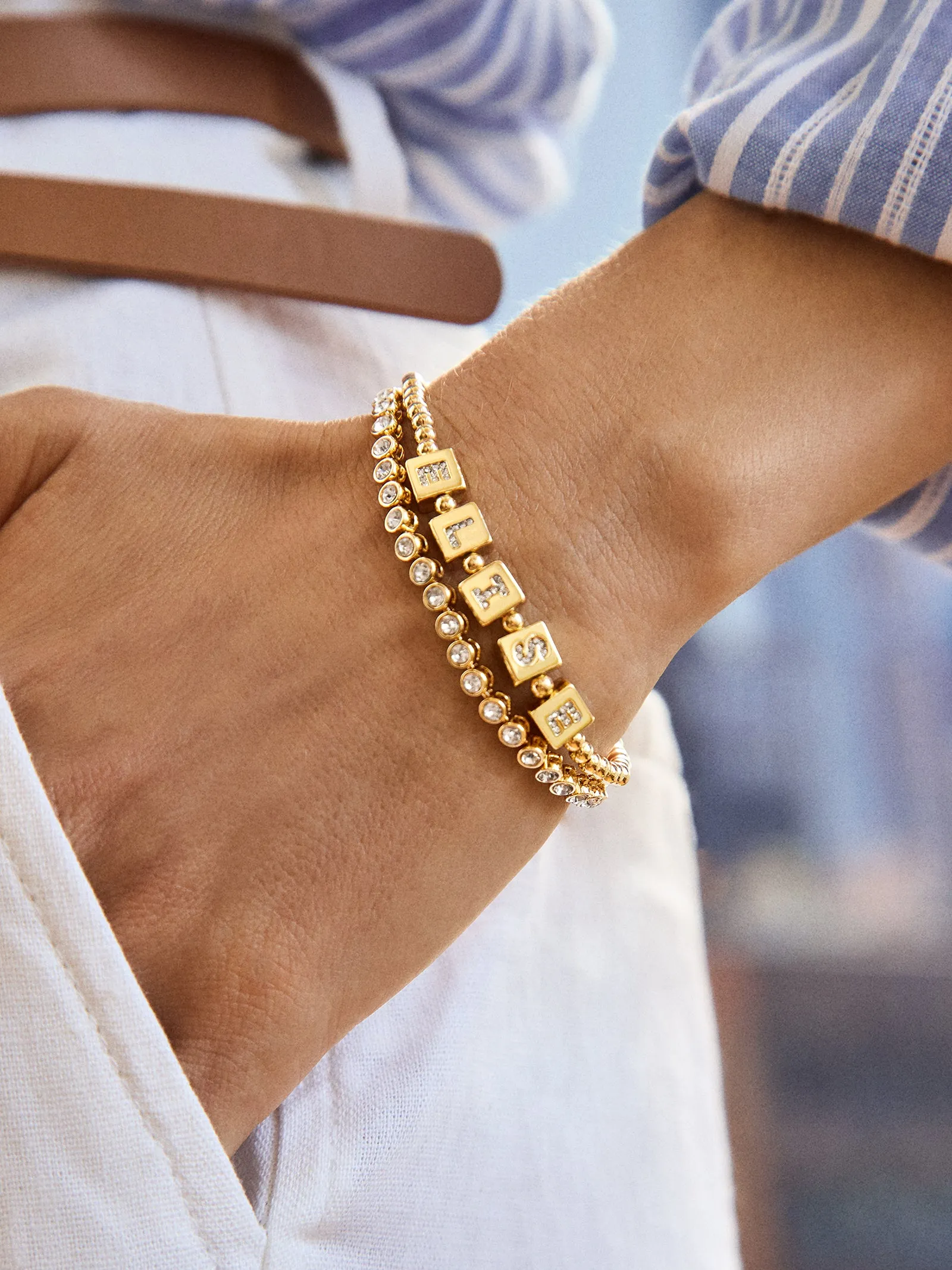 Golden Pisa Custom Bracelet - Gold/Pavé sold by BaubleBar product image thumbnail 2