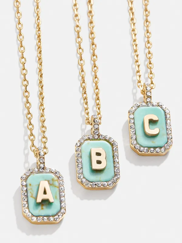 Gold & Turquoise Initial Necklace - Turquoise Stone sold by BaubleBar