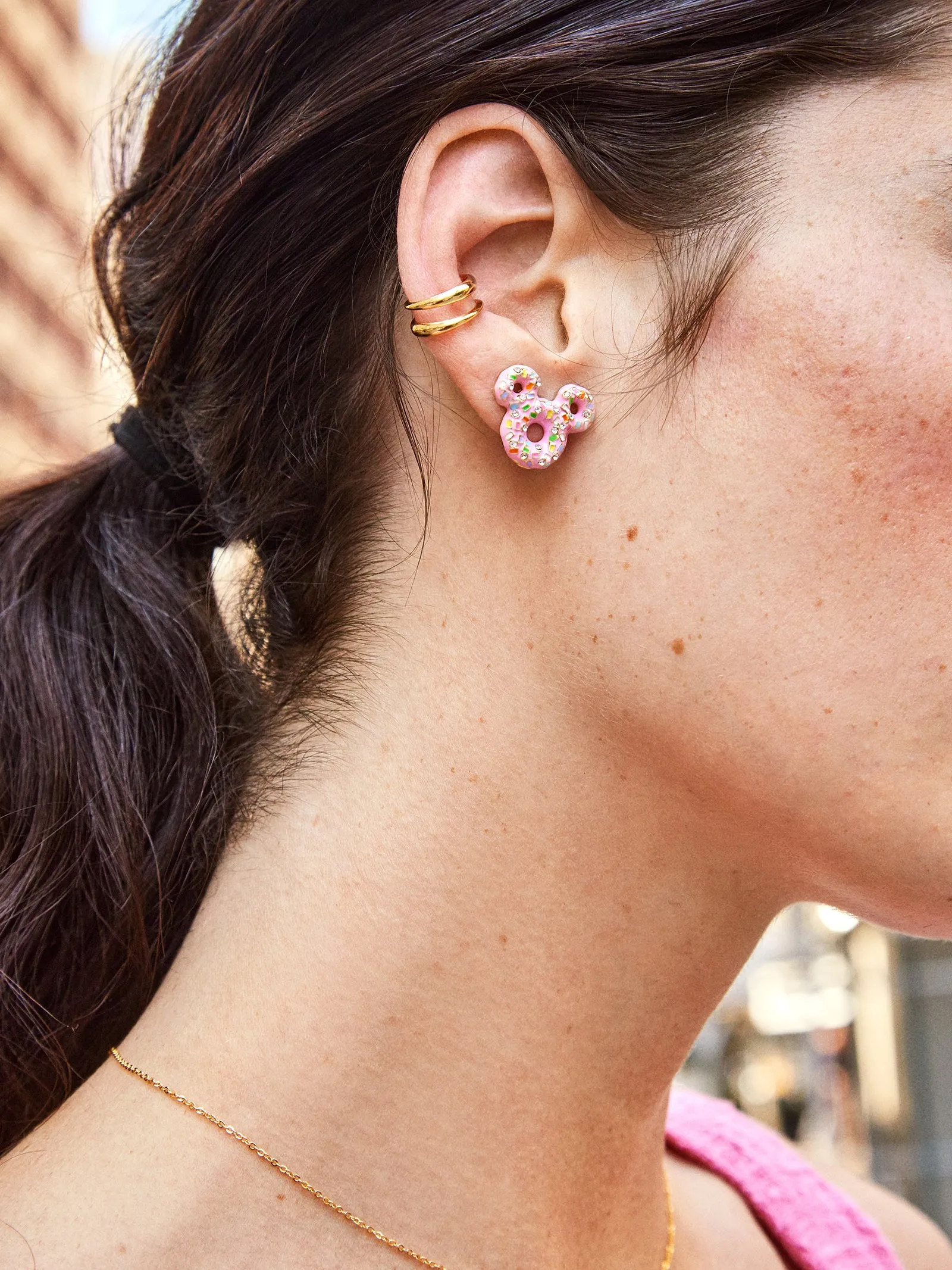 Mickey Mouse Disney Pink Donut Stud Earrings - Disney Pink Donut Earring sold by BaubleBar product image thumbnail 2