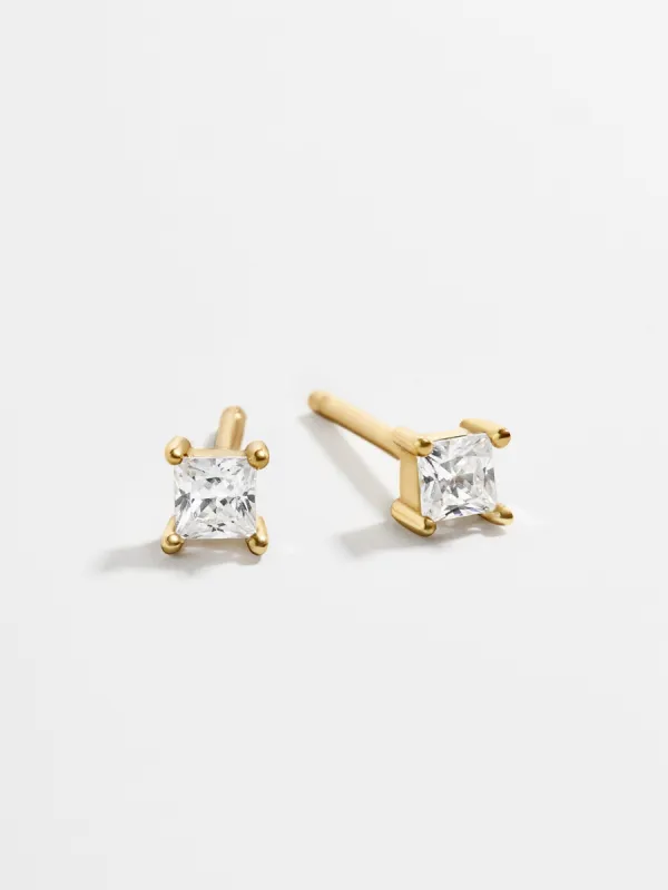 Rene 18K Gold Square Cut Earrings - Gold/Pavé made by BaubleBar