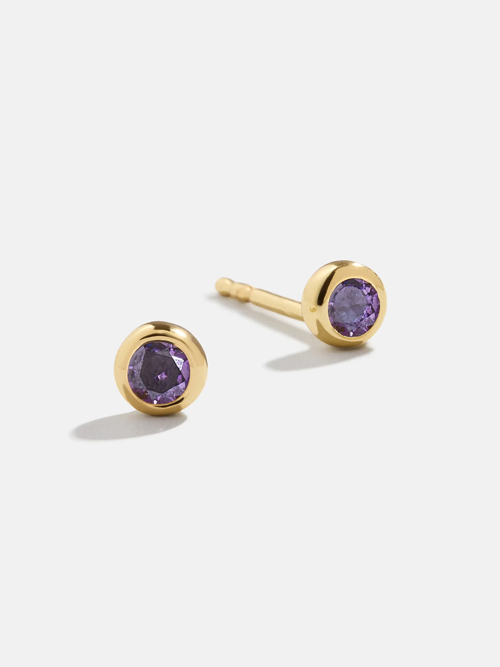 18K Gold Birthstone Stud Earrings - Light Amethyst sold by BaubleBar