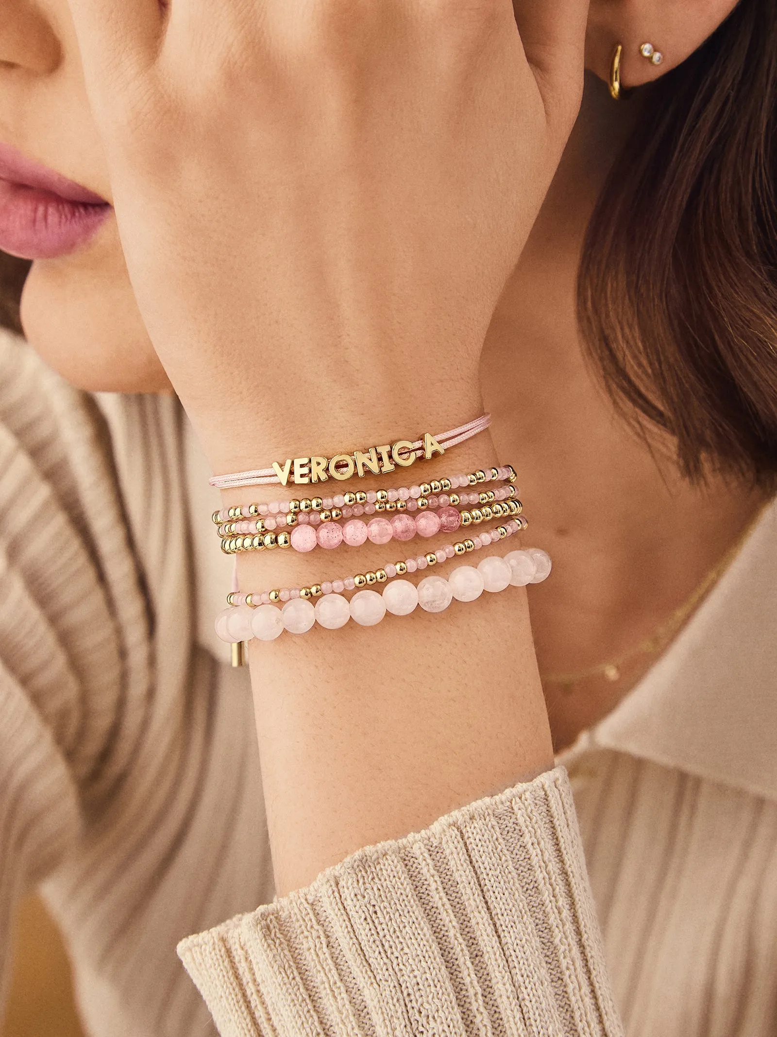 Angelica Semi-Precious Bracelet - Rose Quartz sold by BaubleBar product image thumbnail 2