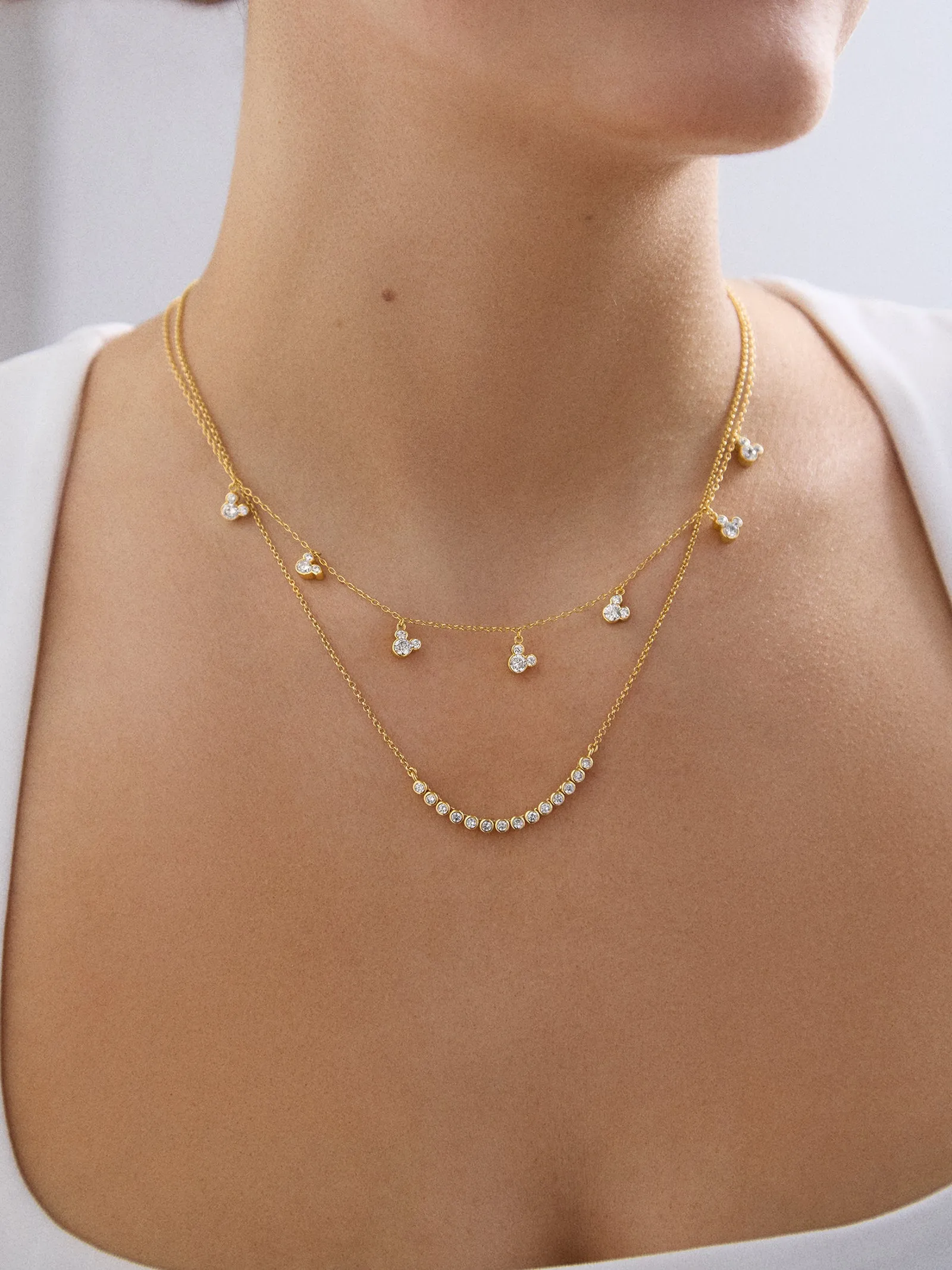 Mickey Mouse Disney 18K Gold Plated Sterling Silver Repeating Necklace - Gold/Pavé sold by BaubleBar product image thumbnail 2