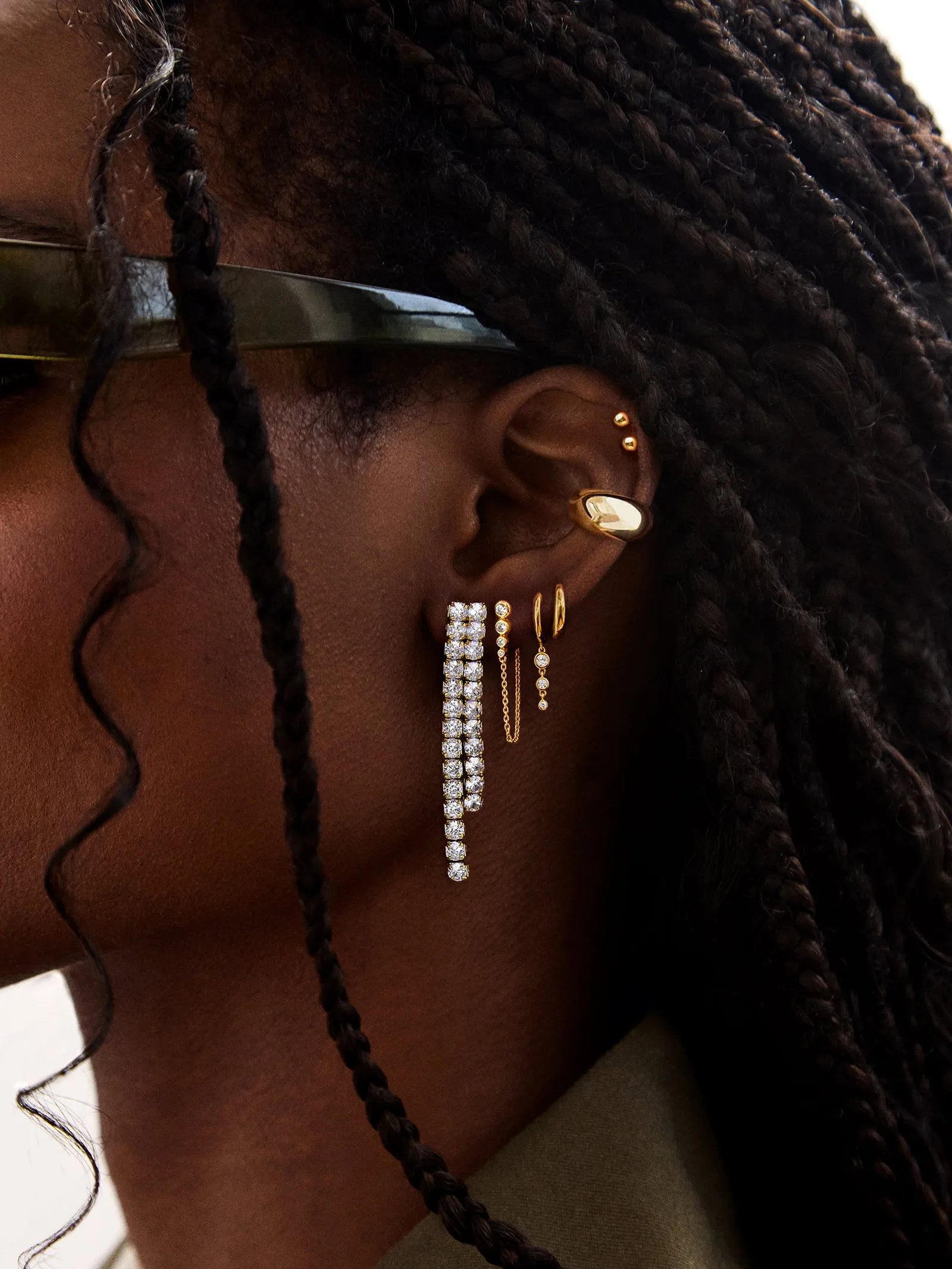 Frankie 18K Gold Earrings - Gold/Pavé sold by BaubleBar product image thumbnail 2