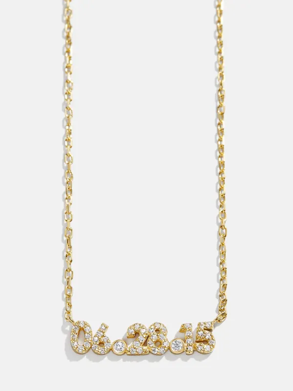 18K Gold Pavé Custom Number Necklace - 18K Gold. Pavé Cubic Zirconia Stones sold by BaubleBar