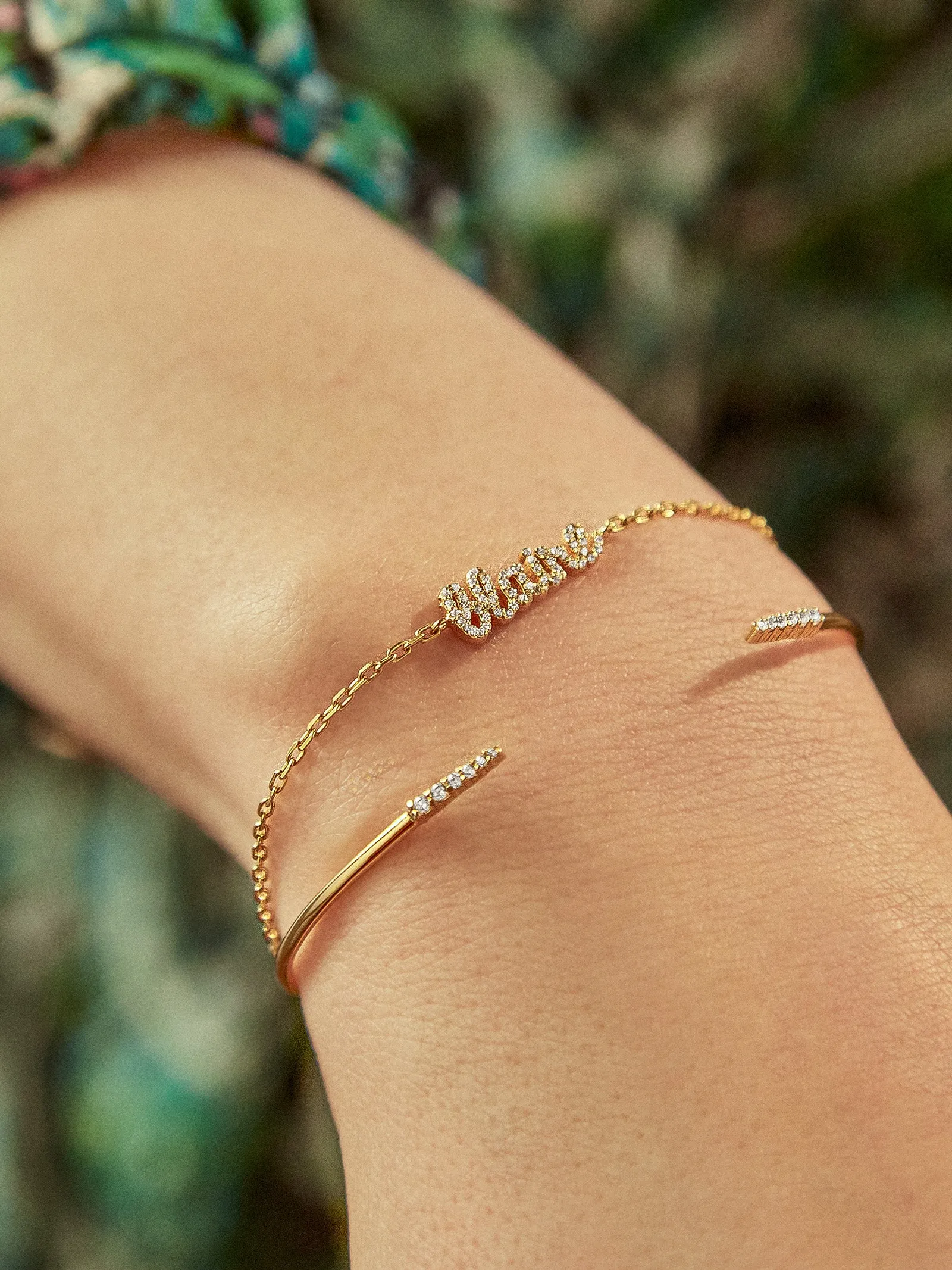 18K Gold Pavé Custom Nameplate Bracelet - 18K Gold. Pavé Cubic Zirconia Stones sold by BaubleBar product image thumbnail 2