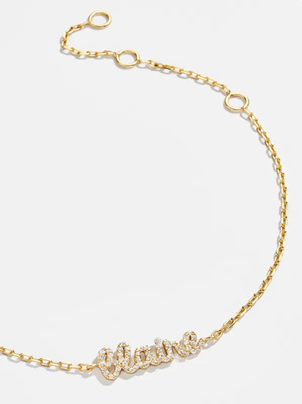 18K Gold Pavé Custom Nameplate Bracelet - 18K Gold. Pavé Cubic Zirconia Stones sold by BaubleBar