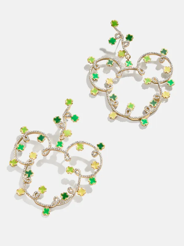Mickey Mouse disney Clover Outline Earring Hoops - Green/Gold sold by BaubleBar