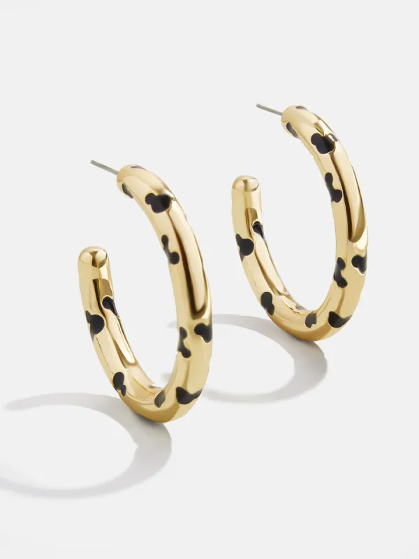 Mickey Mouse Disney Gold Hoop Earrings - Gold/Black sold by BaubleBar