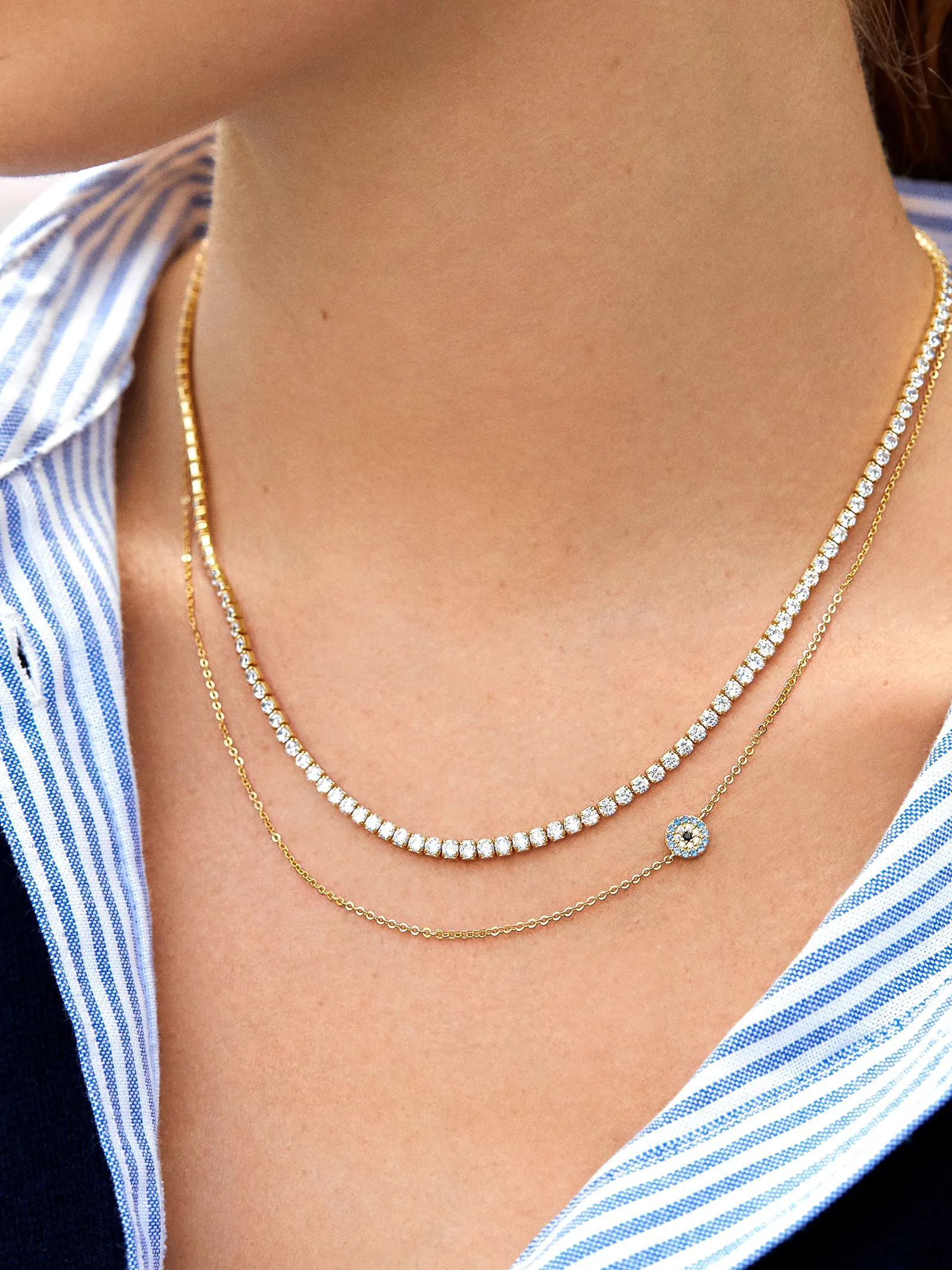 18K Gold Asymmetrical Evil Eye Necklace - Evil Eye sold by BaubleBar product image thumbnail 2