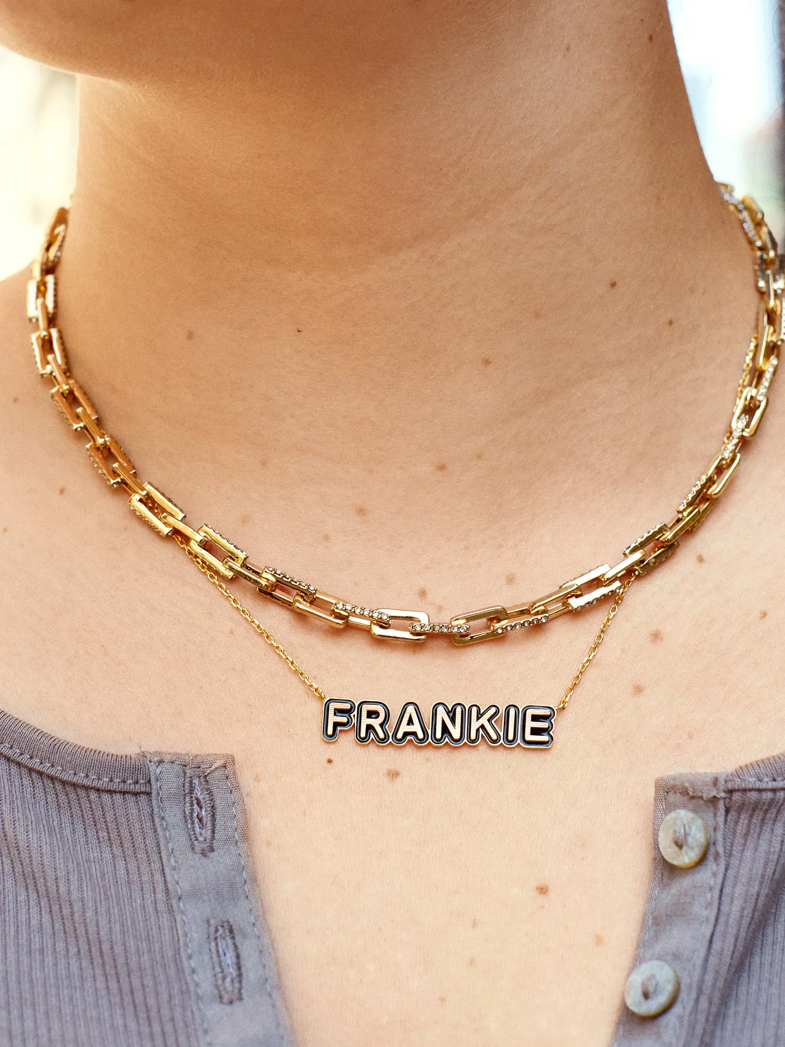 18K Gold Vermeil Enamel Custom Nameplate Necklace sold by BaubleBar product image thumbnail 2