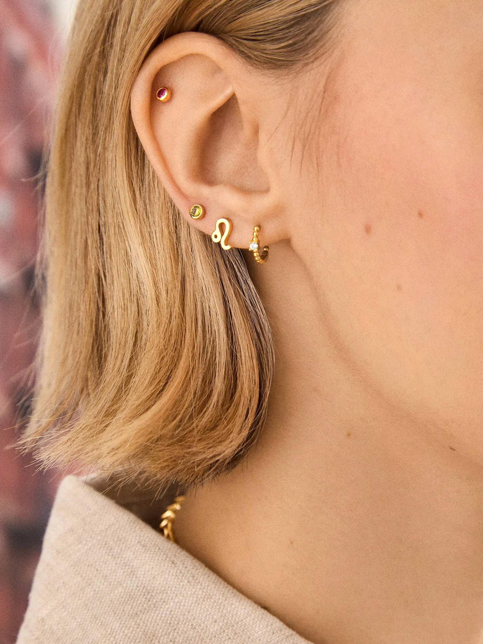 18K Gold Birthstone Stud Earrings - Rose sold by BaubleBar product image thumbnail 2
