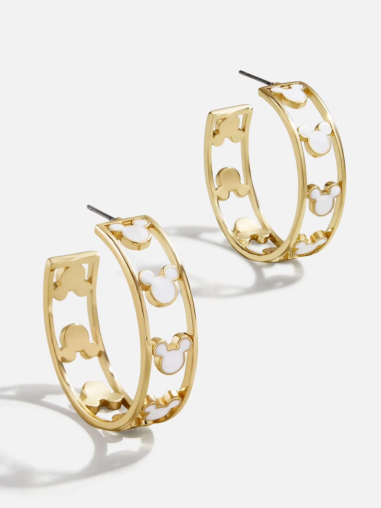 Mickey Mouse Disney Hoop Earrings - White/Gold sold by BaubleBar