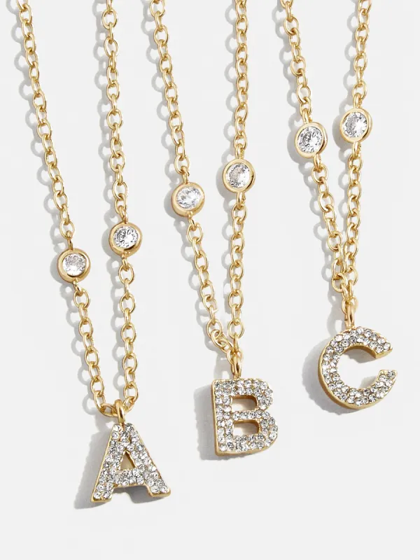 Pavé Initial Yasmine Necklace - Gold/Pavé sold by BaubleBar