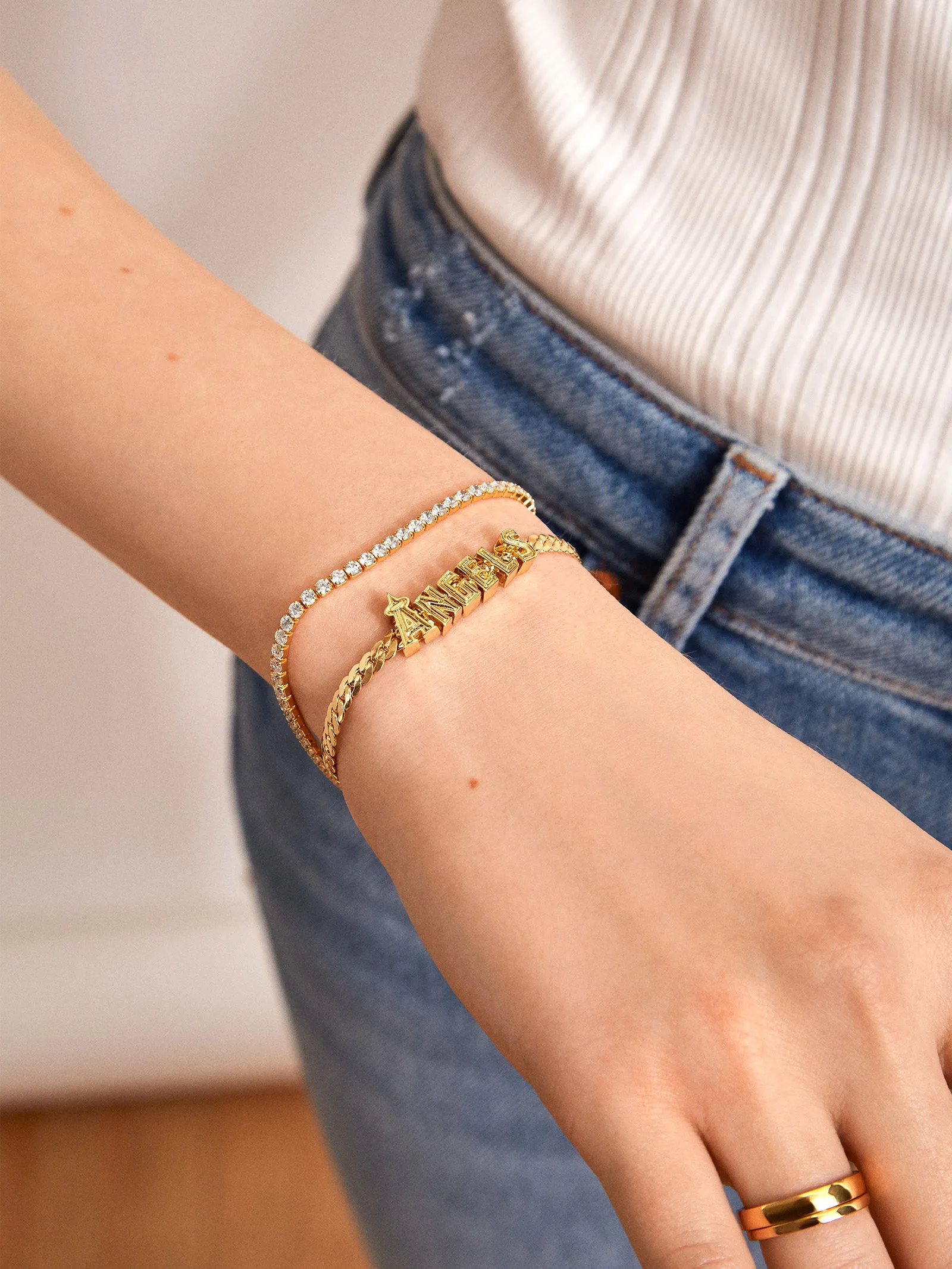 MLB Gold Curb Chain Bracelet - Los Angeles Angels sold by BaubleBar product image thumbnail 2