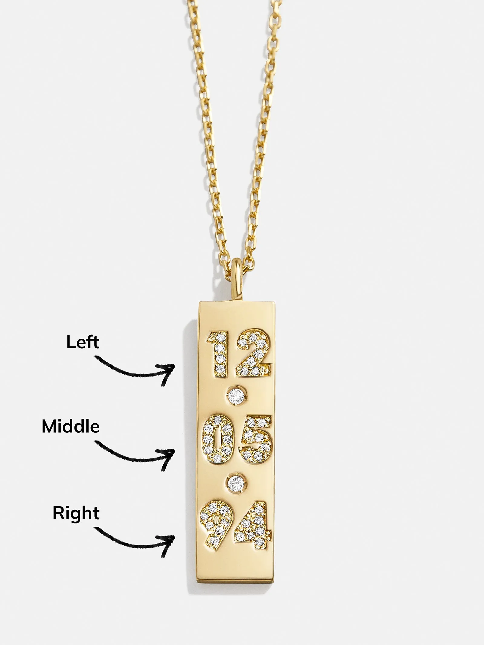 18K Gold Vermeil Stacked Custom Number Necklace - Gold/Pavé sold by BaubleBar product image thumbnail 4