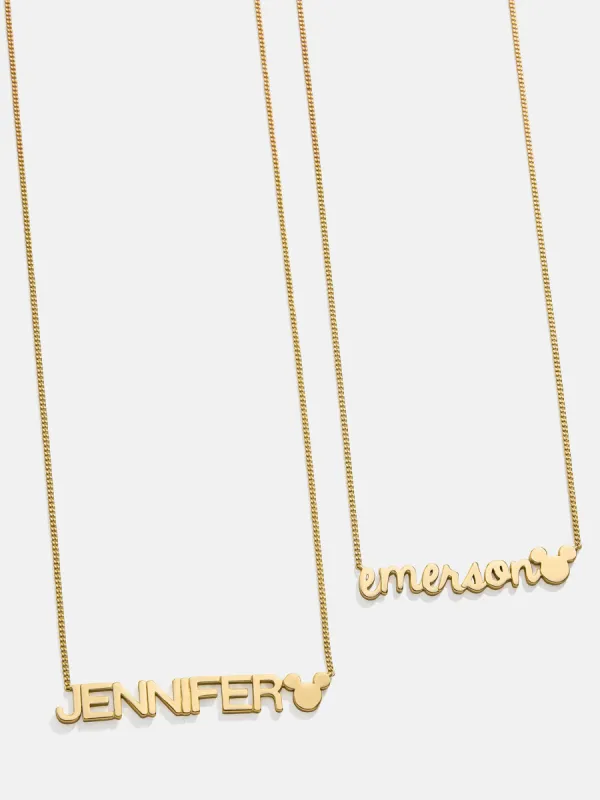 Disney Mickey Mouse 18K Gold Plated Sterling Silver Custom Nameplate Necklace - Gold/Pavé sold by BaubleBar