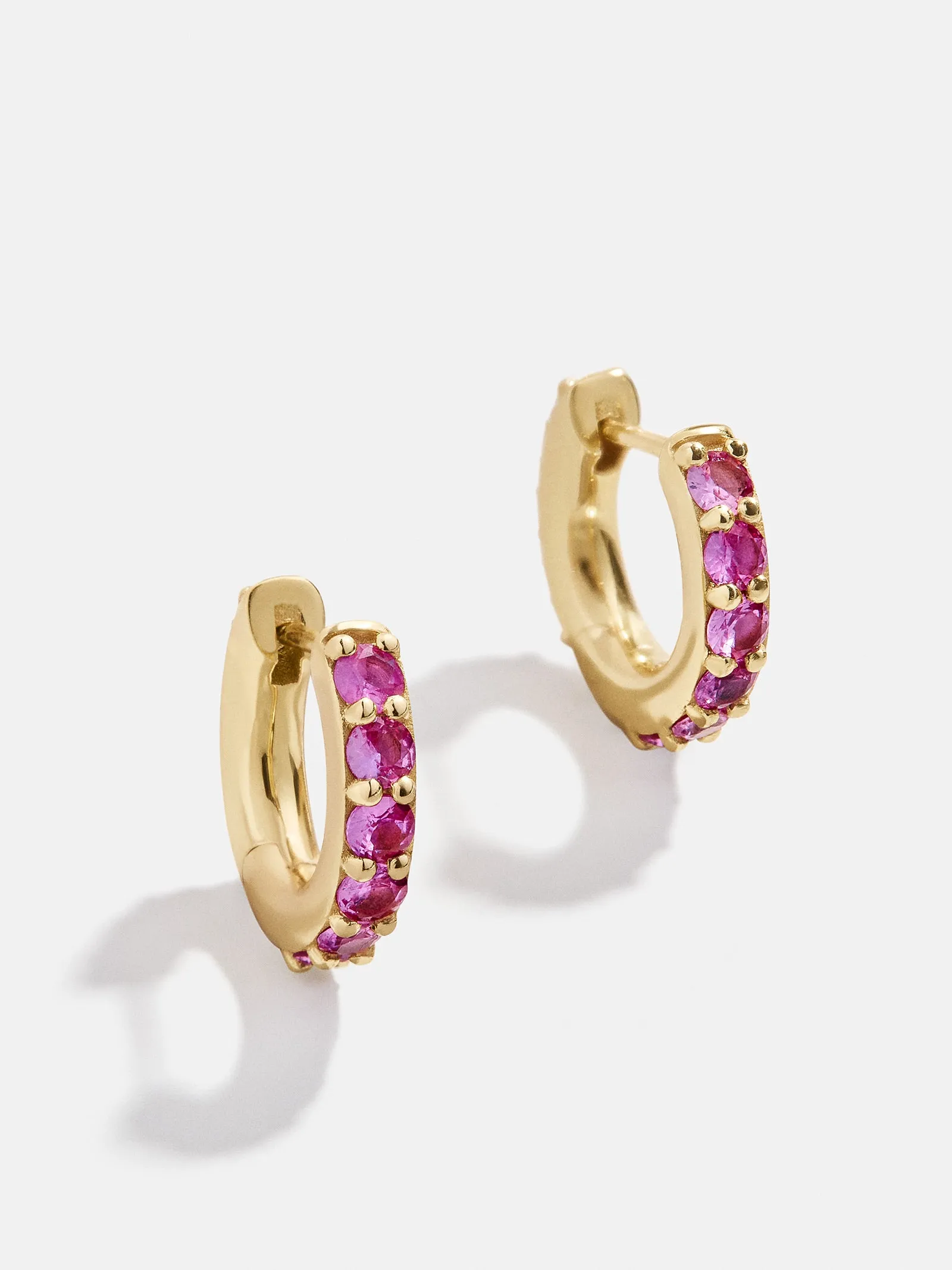 18K Gold Birthstone Huggie Earrings - Ruby sold by BaubleBar