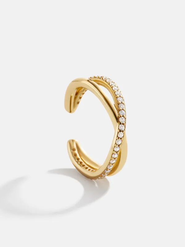 Mercedes 18K Gold Ear Cuff - Gold/Pavé sold by BaubleBar
