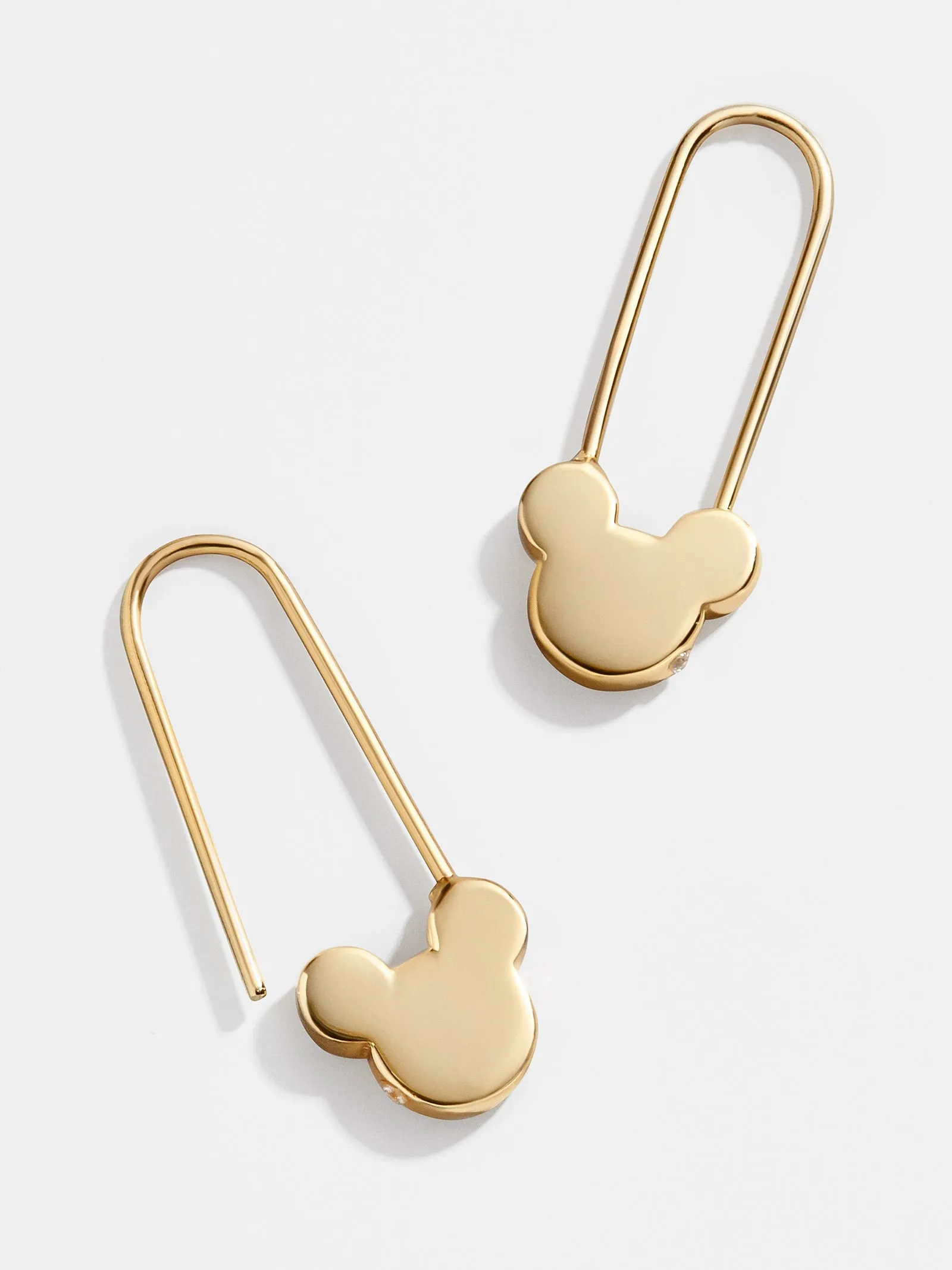 Mickey Mouse Disney 18K Gold Sterling Silver Safety Pin Earrings - Gold sold by BaubleBar