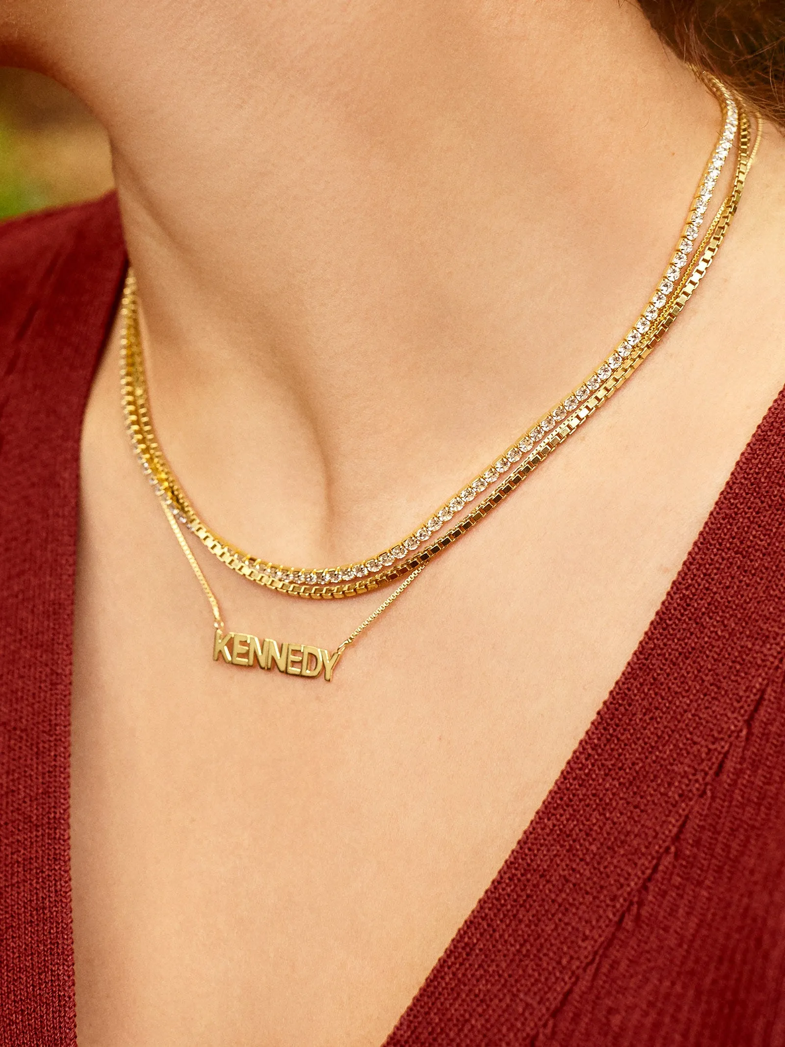 18K Gold Box Chain Custom Nameplate Necklace - Gold sold by BaubleBar product image thumbnail 2