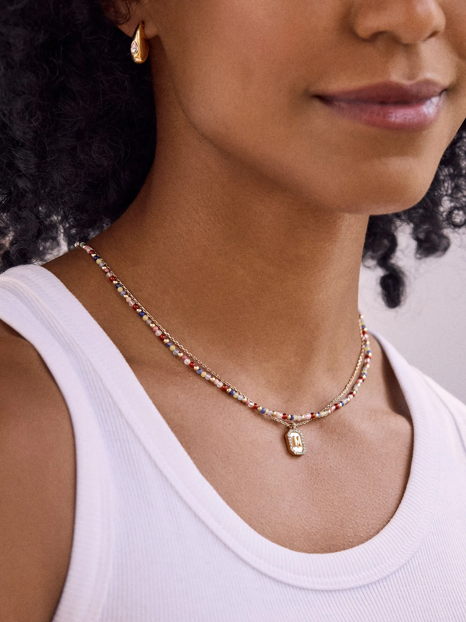 Gold & Mother of Pearl Initial Necklace - Mother Of Pearl sold by BaubleBar product image thumbnail 2