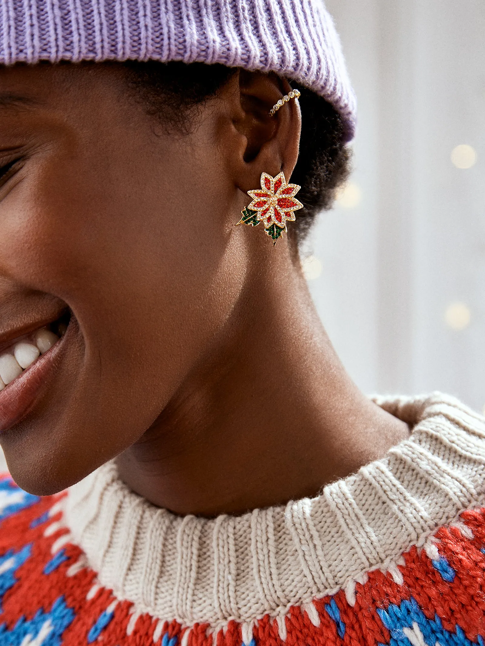 Case In Poinsettia Earrings - Holiday Poinsettia sold by BaubleBar product image thumbnail 2