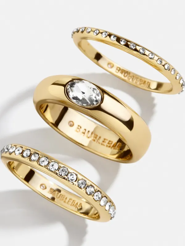 Billie Ring Set - Clear/Gold sold by BaubleBar