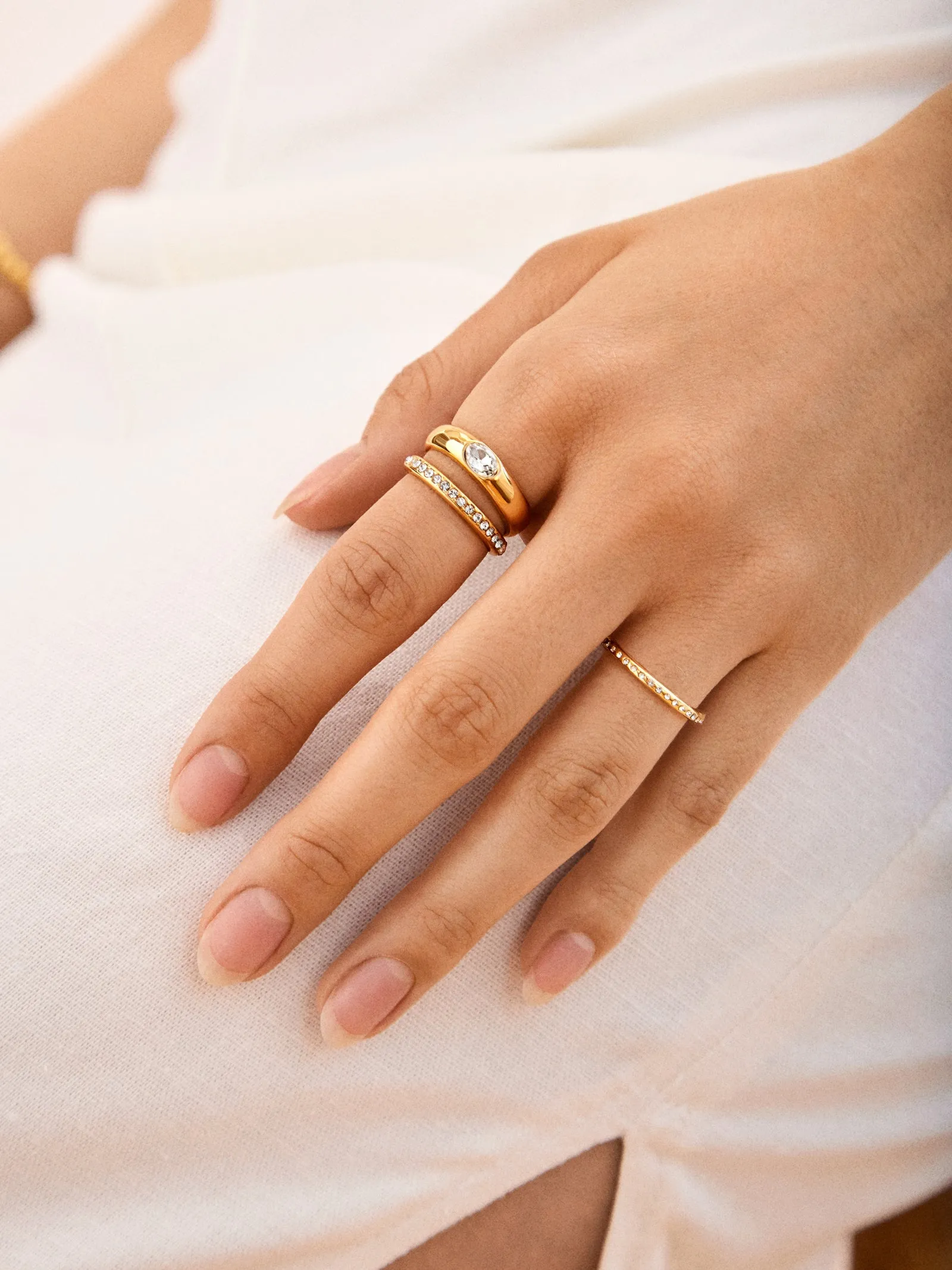 Billie Ring Set - Clear/Gold sold by BaubleBar product image thumbnail 2