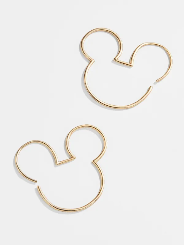 Mickey Mouse disney 18K Gold Sterling Silver Threader Hoop Earrings - Gold sold by BaubleBar