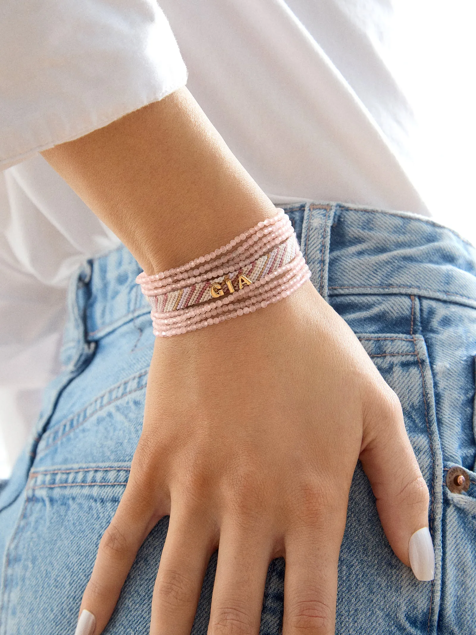 Izzy Semi-Precious Bracelet Set - Rose Quartz sold by BaubleBar product image thumbnail 2