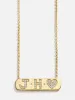 18K Gold Initial Bar Necklace - Gold/Pavé sold by BaubleBar