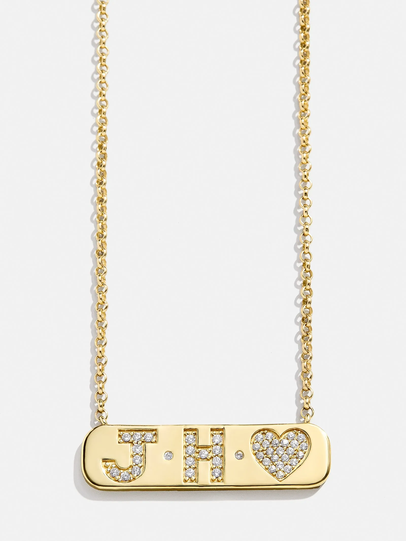 18K Gold Initial Bar Necklace - Gold/Pavé sold by BaubleBar