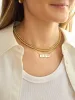 18K Gold Initial Bar Necklace - Gold/Pavé sold by BaubleBar