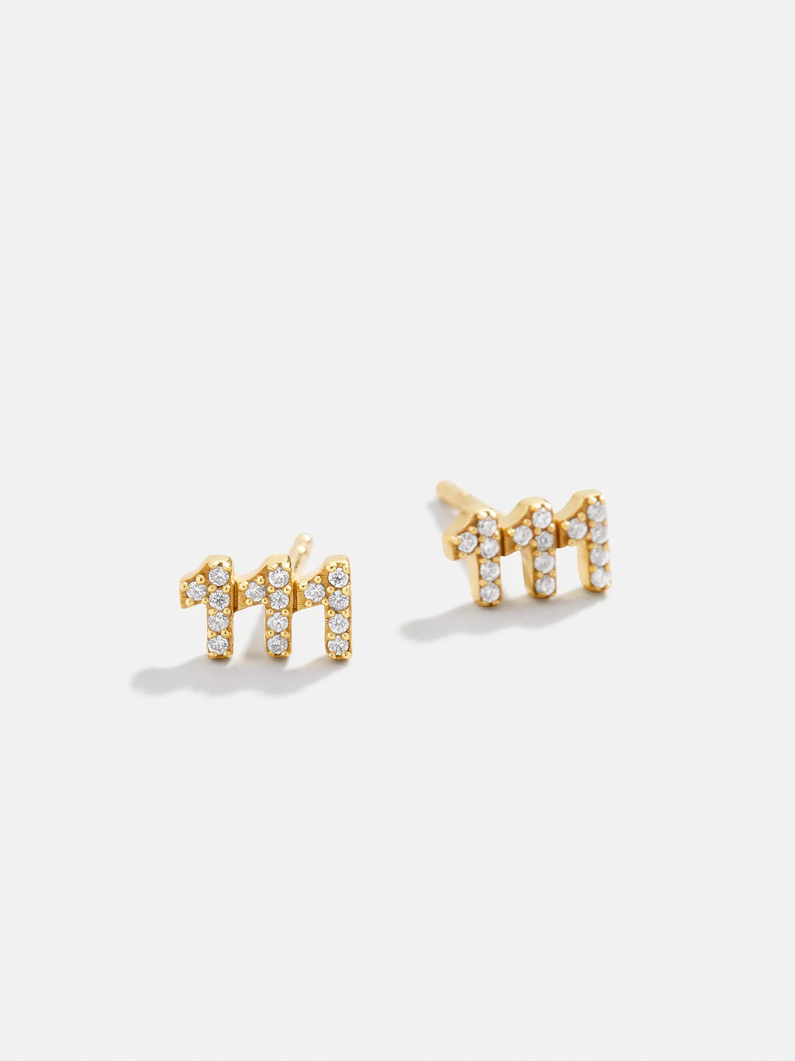 18K Gold Angel Number Earrings - Gold/Pavé sold by BaubleBar product image thumbnail 4