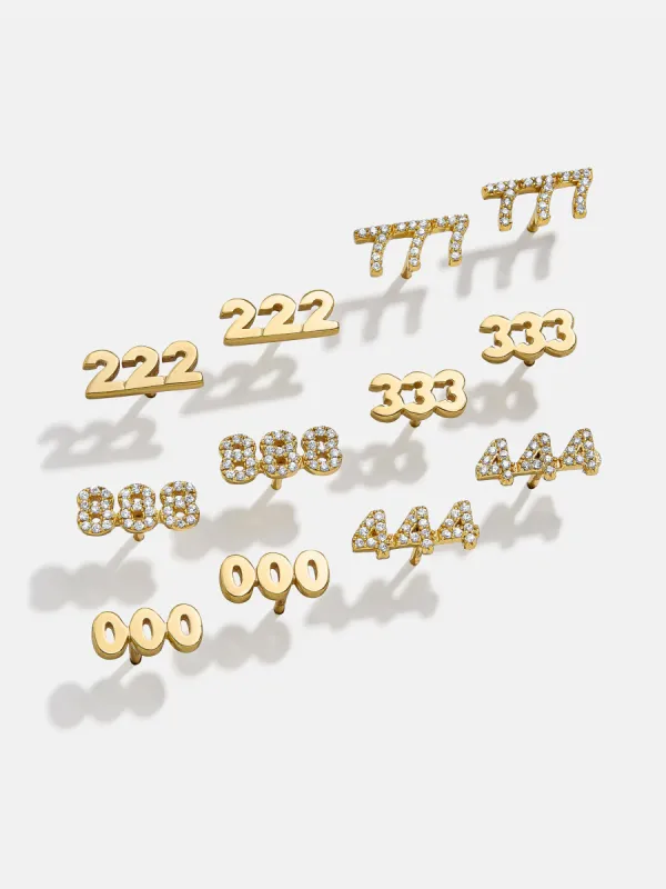 18K Gold Angel Number Earrings - Gold/Pavé sold by BaubleBar