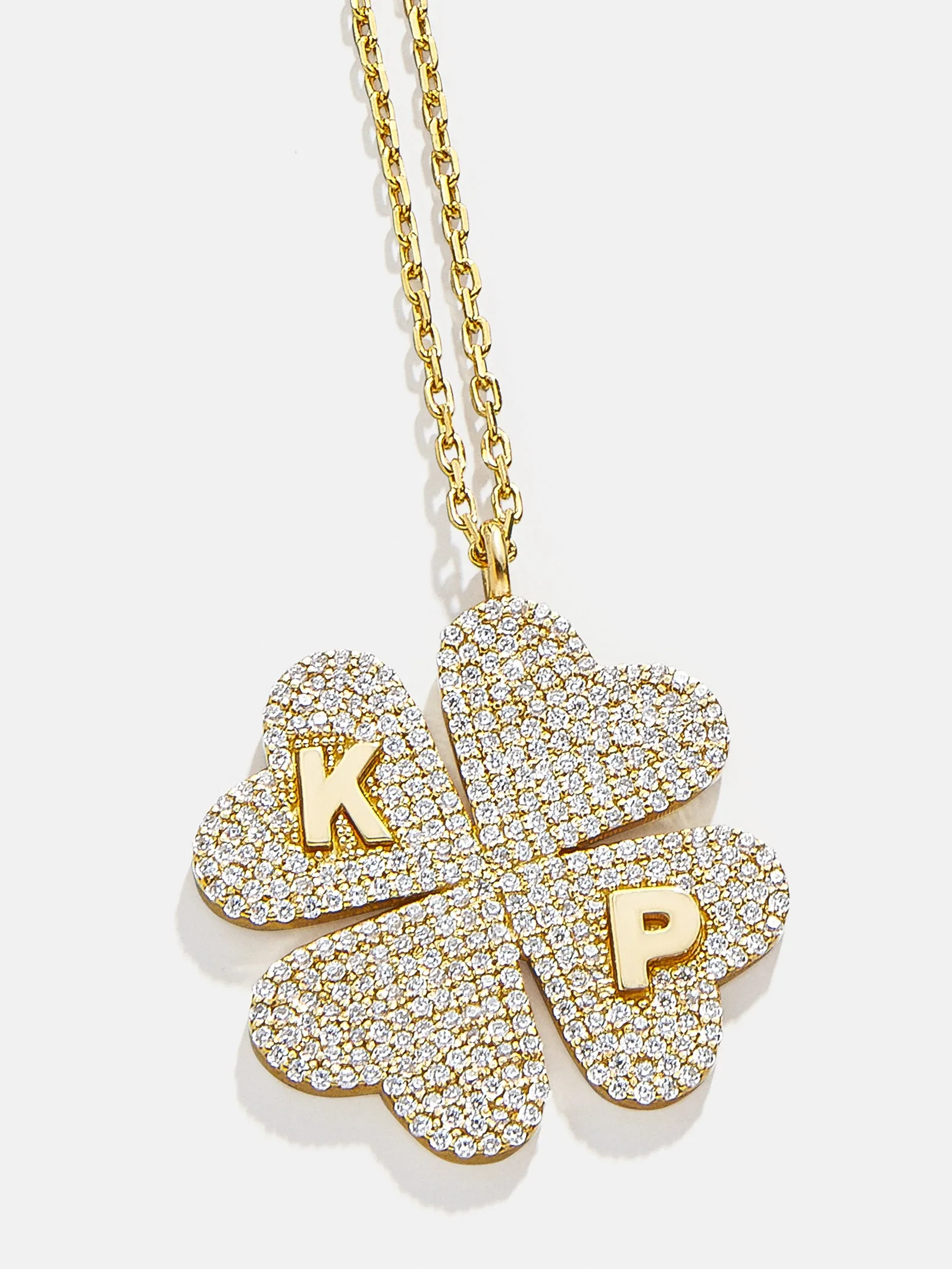 Clover 18K Gold Custom Pendant Necklace - 18K Gold. Pavé Cubic Zirconia Stones sold by BaubleBar product image thumbnail 4