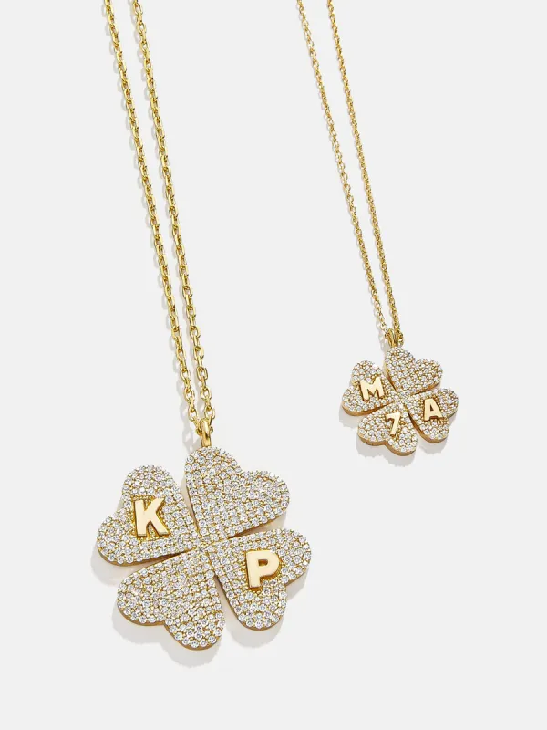 Clover 18K Gold Custom Pendant Necklace - 18K Gold. Pavé Cubic Zirconia Stones sold by BaubleBar