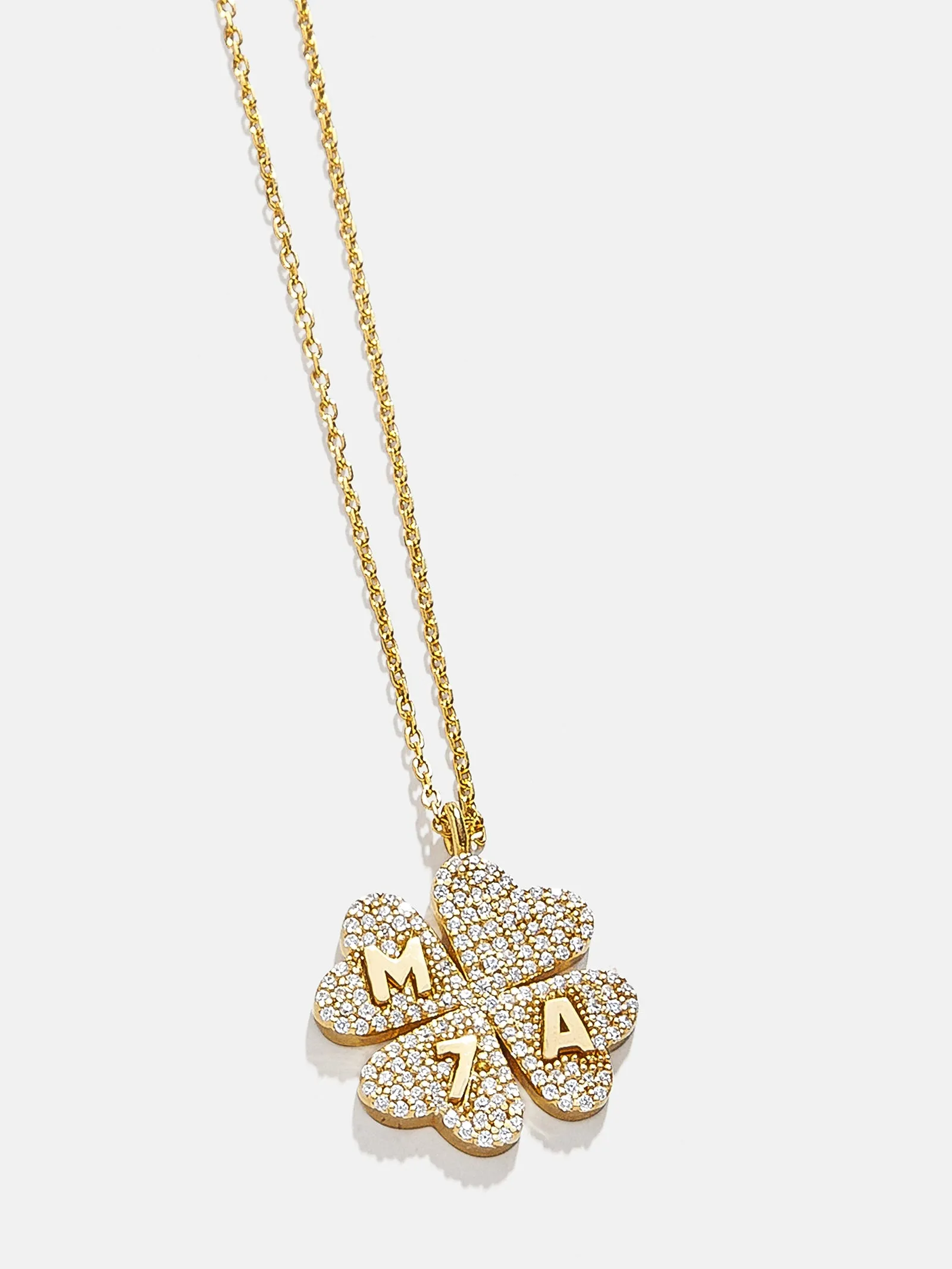 Clover 18K Gold Custom Pendant Necklace - 18K Gold. Pavé Cubic Zirconia Stones sold by BaubleBar product image thumbnail 3