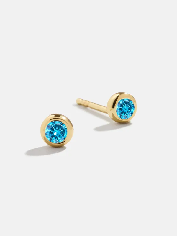 18K Gold Birthstone Stud Earrings - Blue Zircon sold by BaubleBar