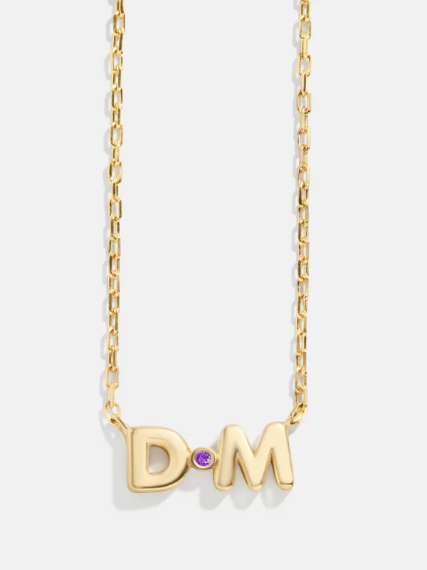 18K Gold Vermeil Double Initial Birthstone Custom Necklace - Amethyst sold by BaubleBar